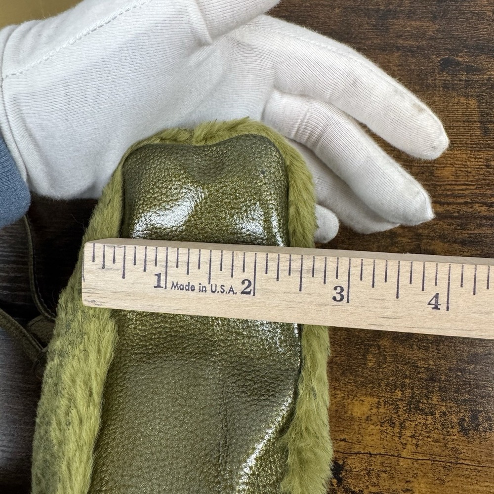 Unique Vintage Sobea leather & Sherpa drawstring mini bag with bracelet strap - Picture 13 of 16